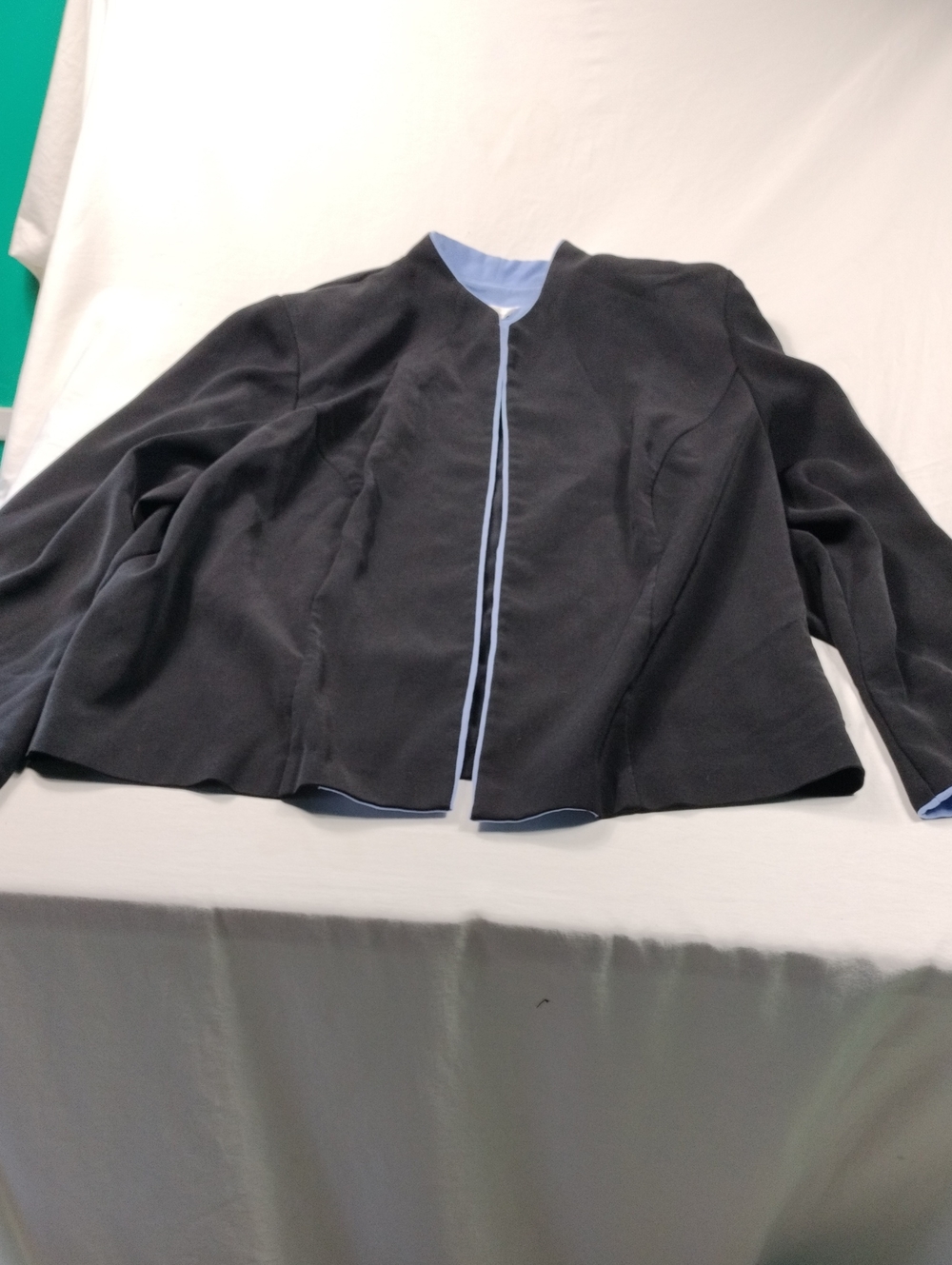 Lady Dorby Open-Front Jacket with Blue Trim Size 18W